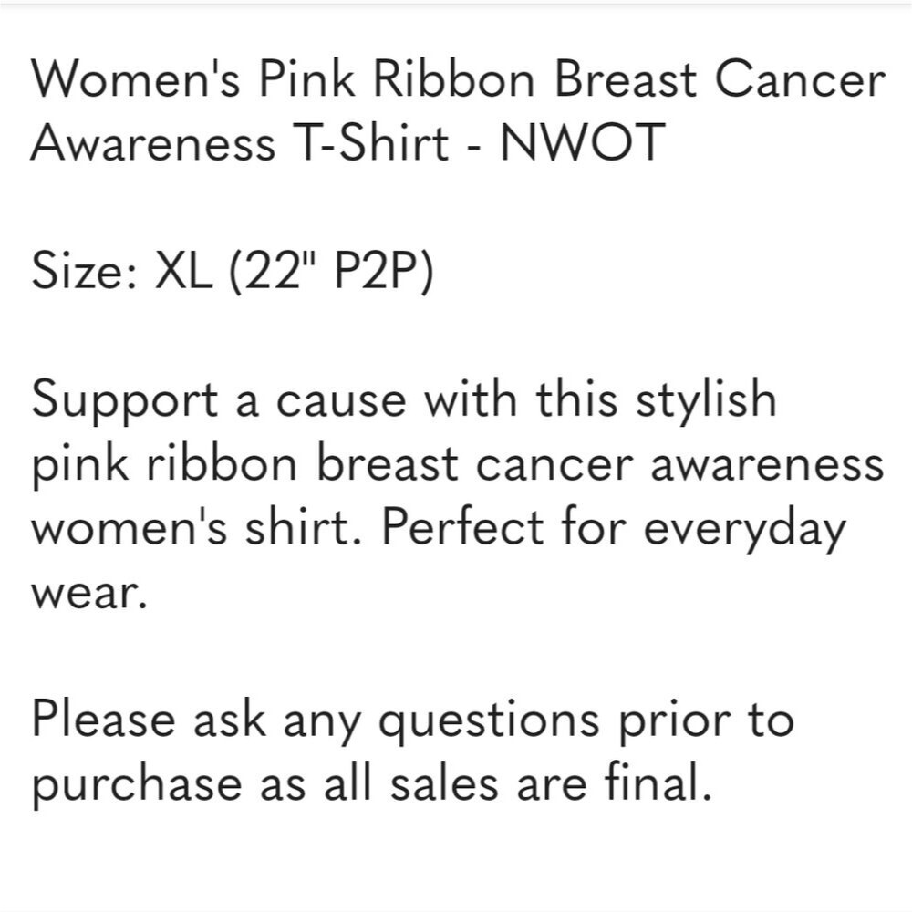 Women's Pink Ribbon Breast Cancer Awareness T-Shirt Sz XL - NWOT - Picture 6 of 7